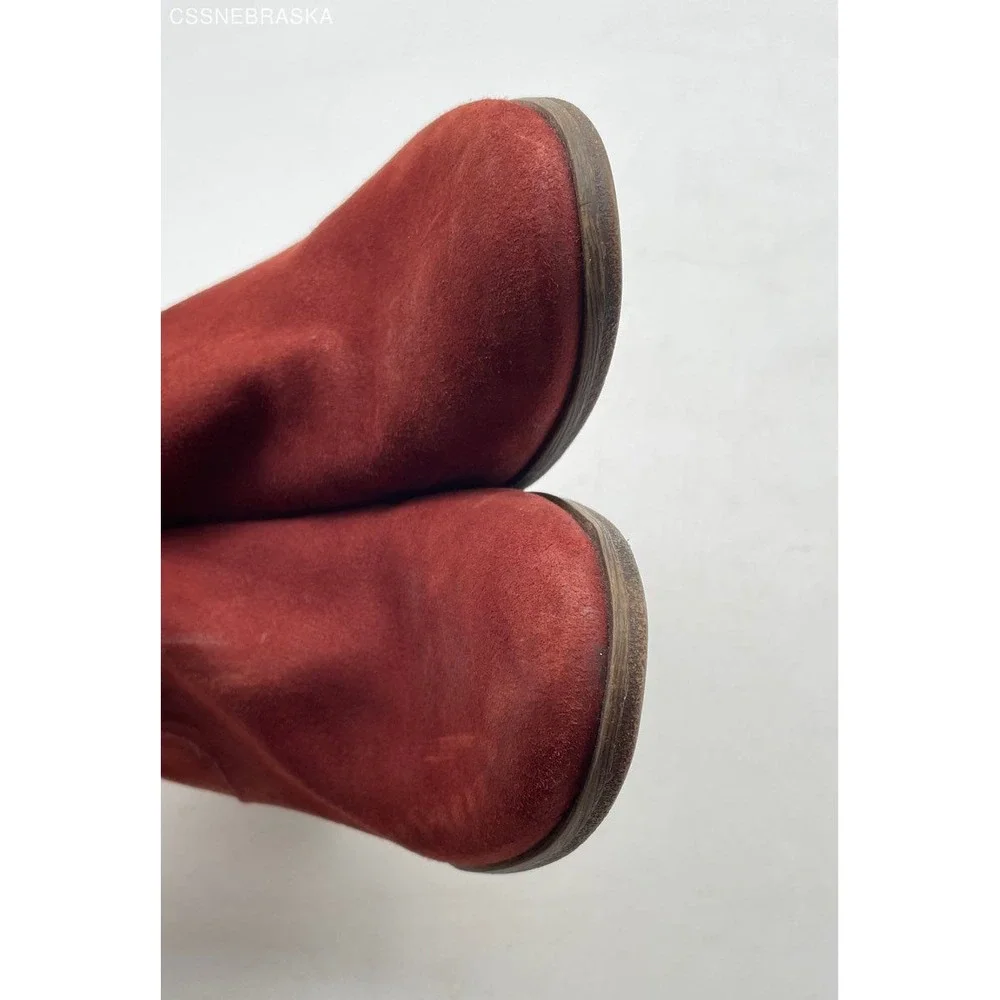 LUCKY BRAND Lahela Ankle Boots‎ in Red/Sable Suede - Size 8/38
